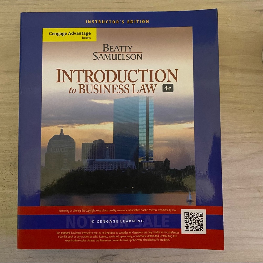 Introduction to Business Law by Beatty Samuelson. Instructor’s edition.